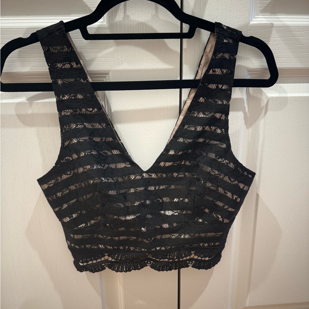 Lush Black Lace Crop Top